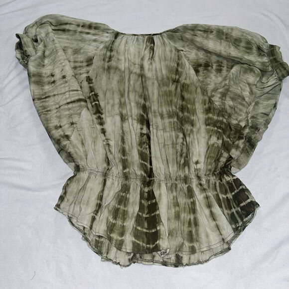 Vintage Y2K Forever 21 Green Tie Dye Dolman Sleeve Blouse Small - Picture 11 of 11